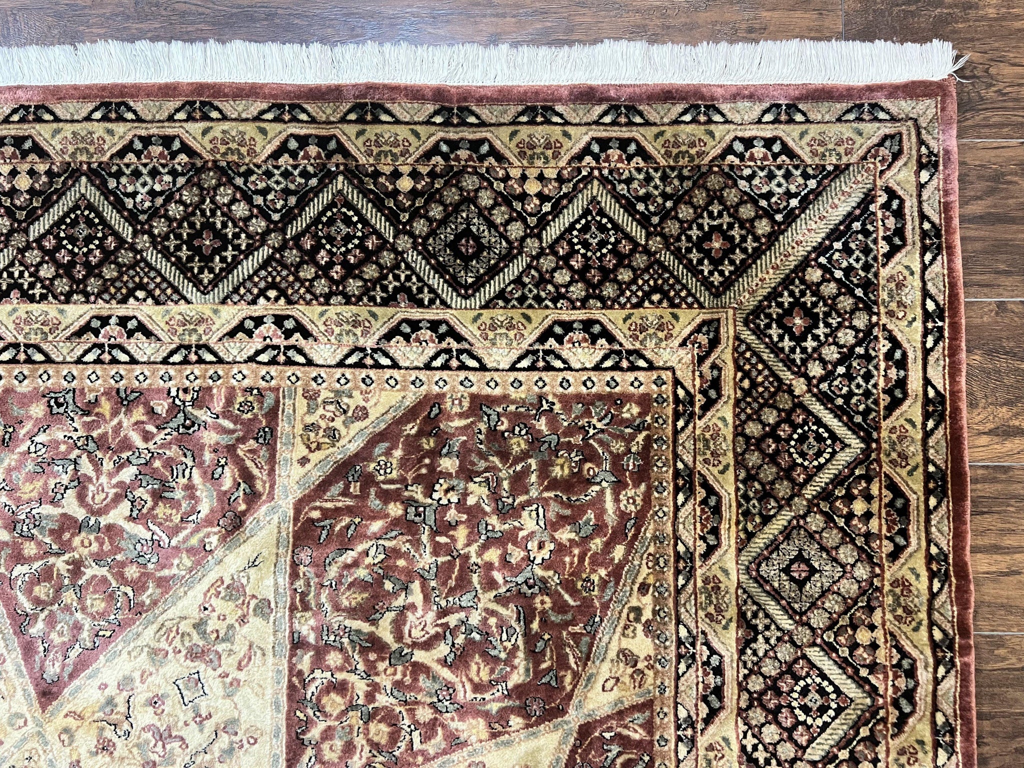 Indo Persian Rug 8x10, Dome Design, 210 KPSI, Handmade Vintage Wool Rug by Jewel Rugs