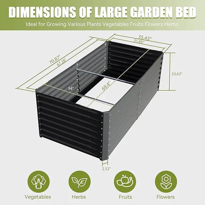 Domi Galvanized Raised Garden Bed, Outdoor Planter Garden Boxes Large Metal Planter Box for Gardening Vegetables Fruits Flowers, Dark Grey (6x3x2ft) by GreenHaven Gardens