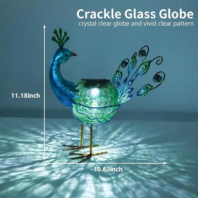 Solar Lantern Outdoor Decorative Waterproof LED Solar Lights Peacock Tabletop Lamp for Outdoor Patio Garden by GreenHaven Gardens