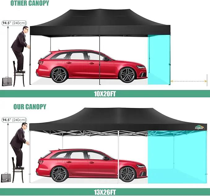 COBIZI 13x26 Pop Up Tent Heavy Duty Canopy with Removable Sidewalls Party Tent Outdoor Wedding Large Event Tent with Roller Bag for Garden Lawn Waterproof UPF 50+ Easy Up, Black (Framework Upgraded) by GreenHaven Gardens