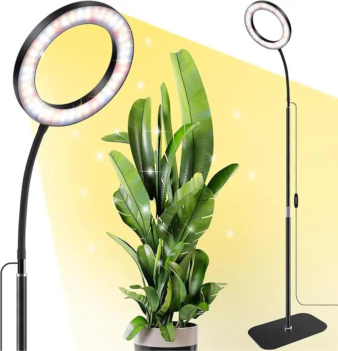 One Head Grow Lights for Indoor Plant Full Spectrum, Plant Lights for Indoor Growing with 3/9/12 Timer, 5 Dimmable Levels,Height Adjustable 16.5''-61",Strong Base for Large Plants Happy Light by GreenHaven Gardens