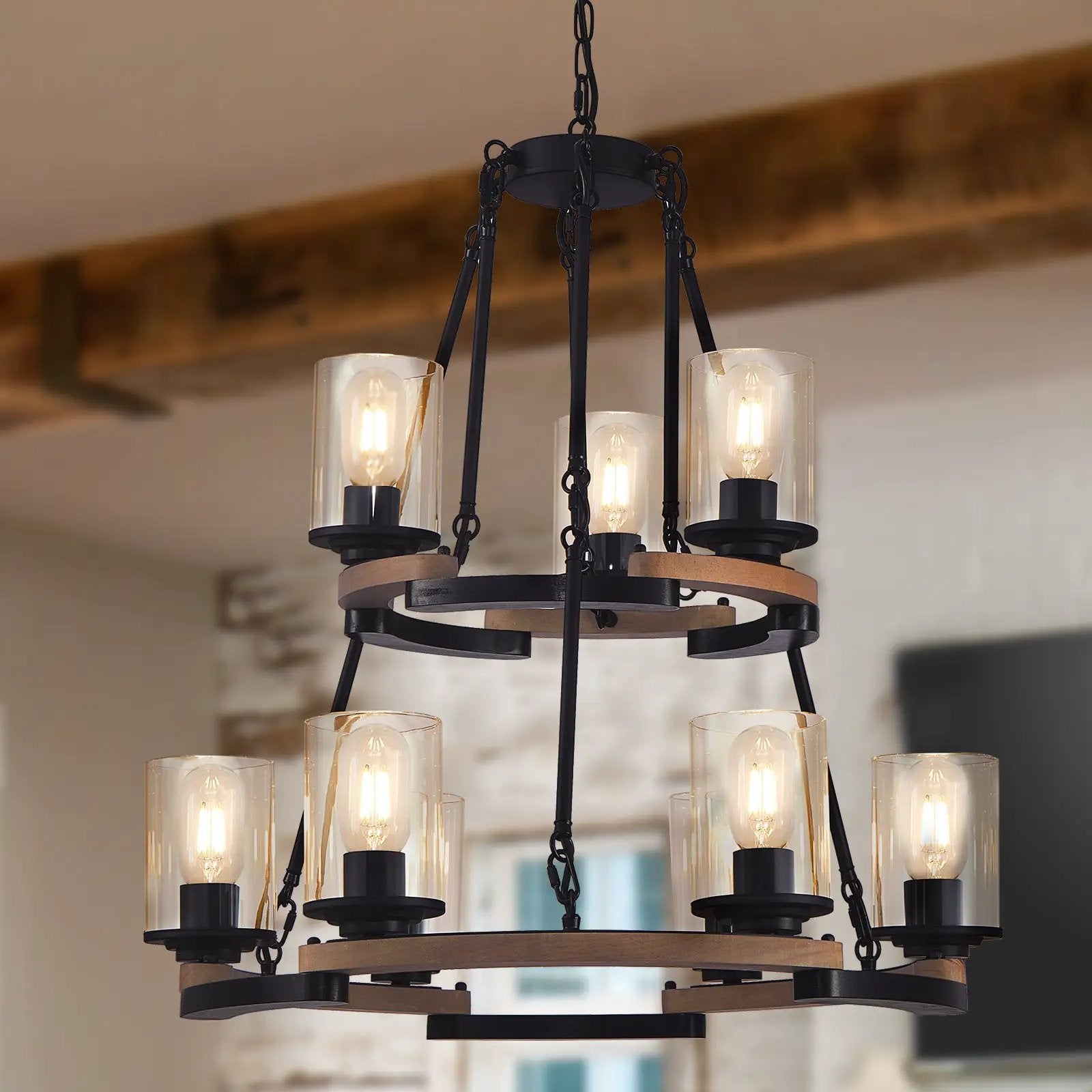 9-Light Vintage Wagon Wheel Chandelier by HouseOfZazla