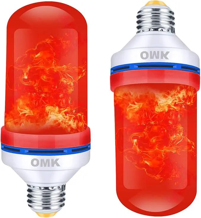 OMK - Christmas Decor LED Flame Effect Light Bulbs - Upgraded 4 Modes Fire Simulated Lamps - Holiday/Christmas Gifts/Party/Indoor/Outdoor Decoration Lights(Red 2) by GreenHaven Gardens