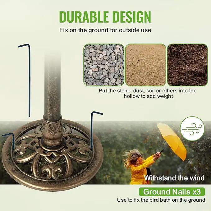 Backyard Expressions Outdoor Garden Bird Bath - Bronze - Weather Resistant Polyresin - 27 Inch by GreenHaven Gardens