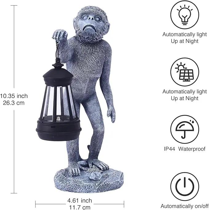 Garden Statue Monkey Figurine - Monkey Decor with Solar Powered Led Lights for Patio Lawn Balcony Yard - Ideal Gift for Women Moms Grandma Housewarming by GreenHaven Gardens