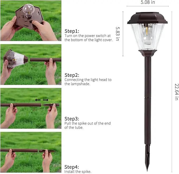 Solar Pathway Lights Outdoor 4 Pack, Upgraded 1000mAh Battery Up to 12Hrs, Solar Lights Outdoor Waterproof IP65, Warm White Landscape Light for Garden by GreenHaven Gardens