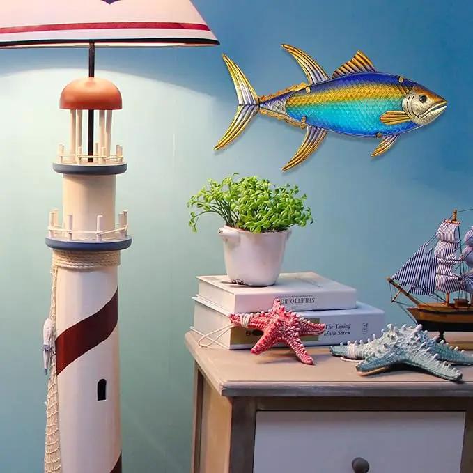 LIFFY Metal Fish Wall Decor Fish Metal Wall Art Hanging Metal Outdoor Wall Art for Outdoor Ocean Beach Sea Pool Decor by GreenHaven Gardens