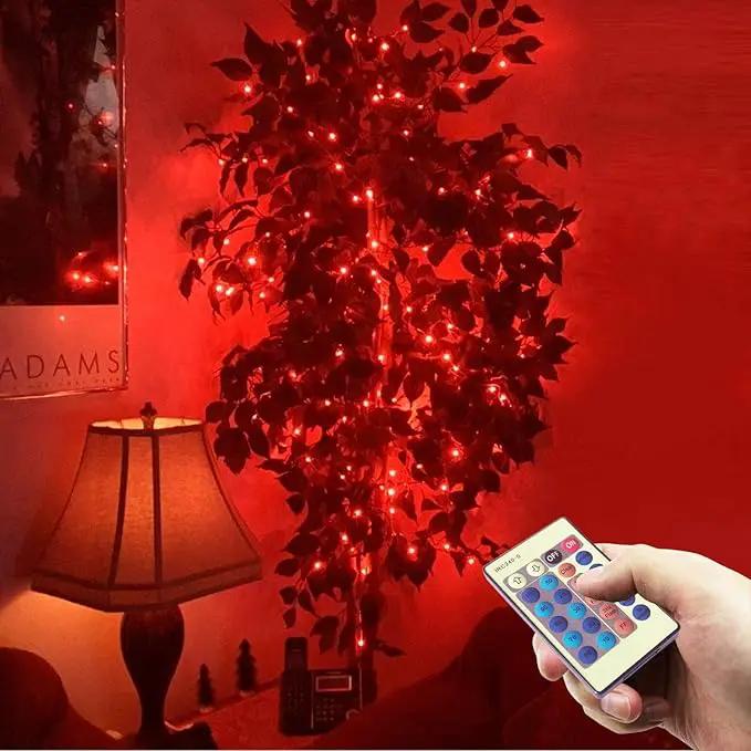 RUICHEN Red Dimmable Fairy Lights Plug in, Super Long 165 Ft 500 LED Twinkle String Lights with Remote, Waterproof Silver Wire Firefly Lights for Christmas Wedding Party Bedroom Patio Garden by GreenHaven Gardens