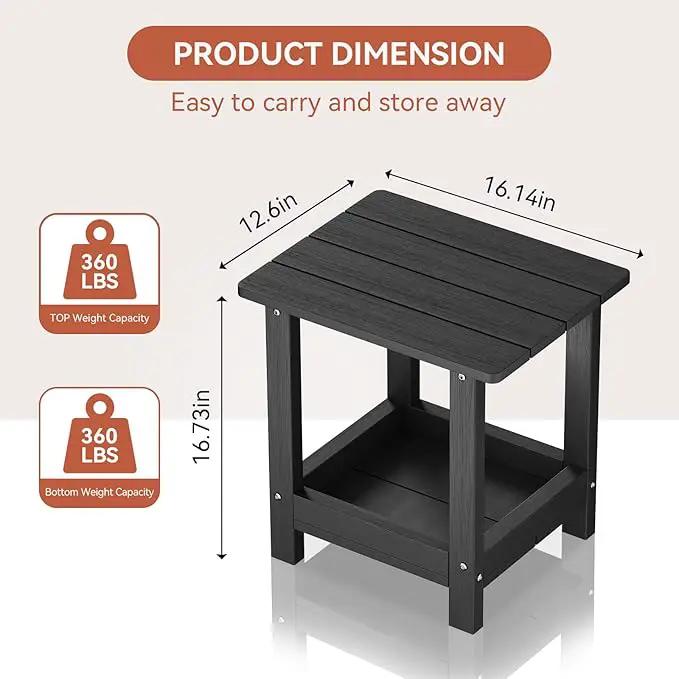 Outdoor Side Table for Garden, Lawn, Living Room Adirondack Tables for Outside 2-Tier HDPE Waterproof Small Outside Side Tables for Patio End Table for Adirondack Chair, 4 Pcs, Black by GreenHaven Gardens