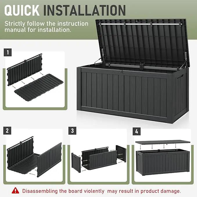 NUNU LAB Outdoor Storage Box,120 Gallon Deck Box,Resin Waterproof Outside Storage Bench,Outdoor Storage Cabinet With Lockable Lid,Backyard Deck Box For Garden Tools,Patio Cushions,Pool Accessories by GreenHaven Gardens