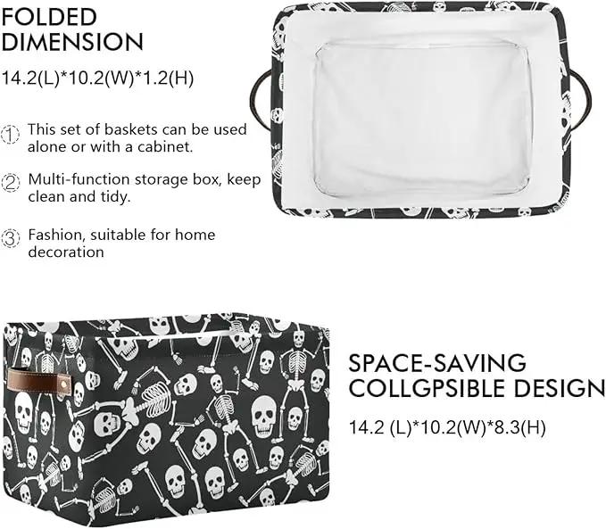 Skull Rectangular Storage Basket Organizer Bin Shelf Baskets For Clothes Gifts For Home Office Dorm by GreenHaven Gardens