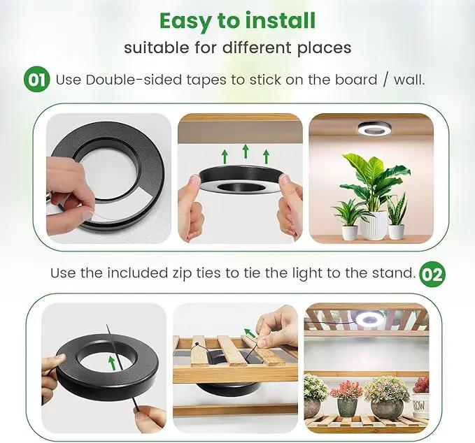 Wiaxulay Grow Lights for Indoor Plants, 48 LEDs Full Spectrum LED Plant Grow Light, Under Cabinet Grow Lamp with Auto Timer 6/12/16 Hrs, 3 Lighting Mode, 5 Brightness Levels, One Head (3.5in) by GreenHaven Gardens