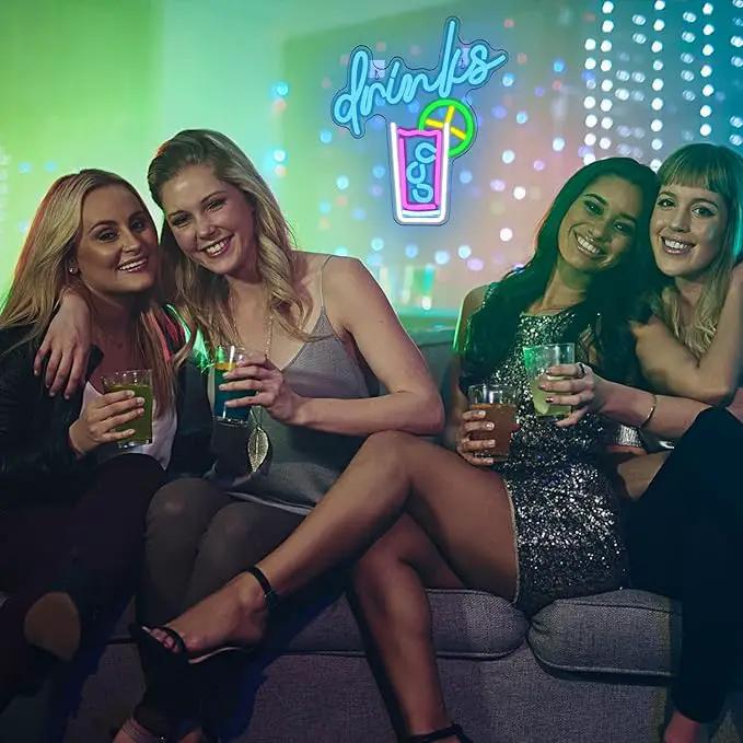 WLHOPE Drinks Neon Signs Cool Drink Cup LED Neon Lights for Wall Decor, USB Cocktail Art Wall Lights for Home Bar Club Hotel Restaurant Cafes Shops Wedding Birthday Party by GreenHaven Gardens