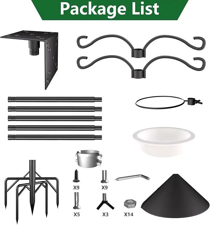 Bird Feeder Pole Stand,95 Inch House Pole for Outdoors Weather Station,Heavy Duty Metal Mount Kit Adjustable Multifunctional Bird Feeder Stand by GreenHaven Gardens