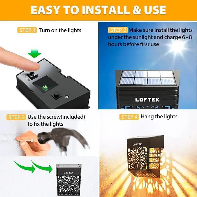 LOFTEK Solar Deck Lights, 2 Pack Solar Fence Lights, Outdoor Garden Decorative Light, Dusk to Dawn, Waterproof, Fence Post Wall Light for Railing, Patio, Pool, Backyard, Stair, Step, Warm White by GreenHaven Gardens