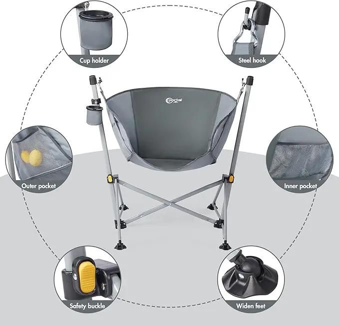 Portal Large Hammock Camping Chair Folding Rocking Chairs Portable Swinging Chair Wide Seat for Outdoor Lawn Patio Garden,Support 350 lbs, Grey by GreenHaven Gardens
