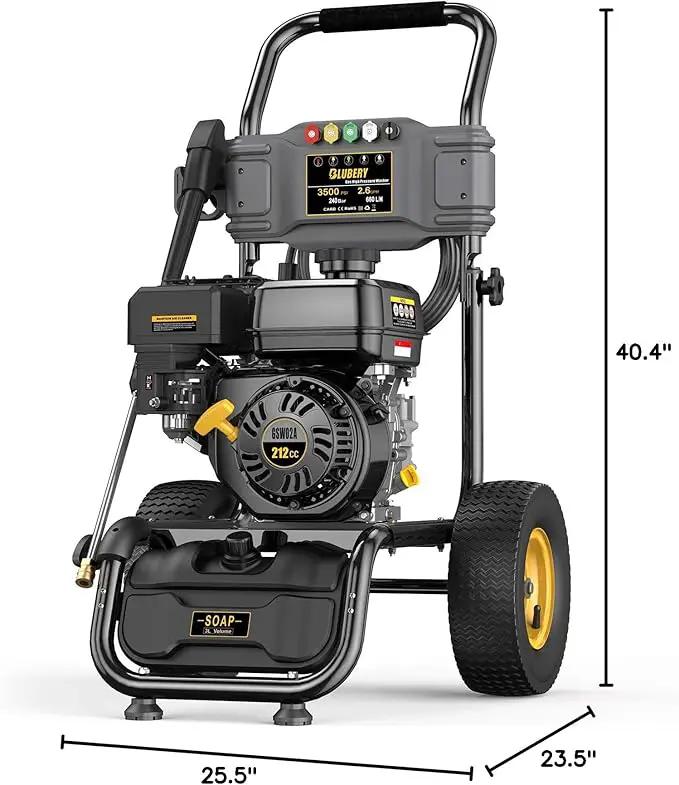 BLUBERY 3500 PSI Gas Pressure Washer, 2.6 GPM Heavy Duty High Power Washer, 30Ft Pressure Hose&Soap Tank,5 Pressure Nozzles,Black by GreenHaven Gardens