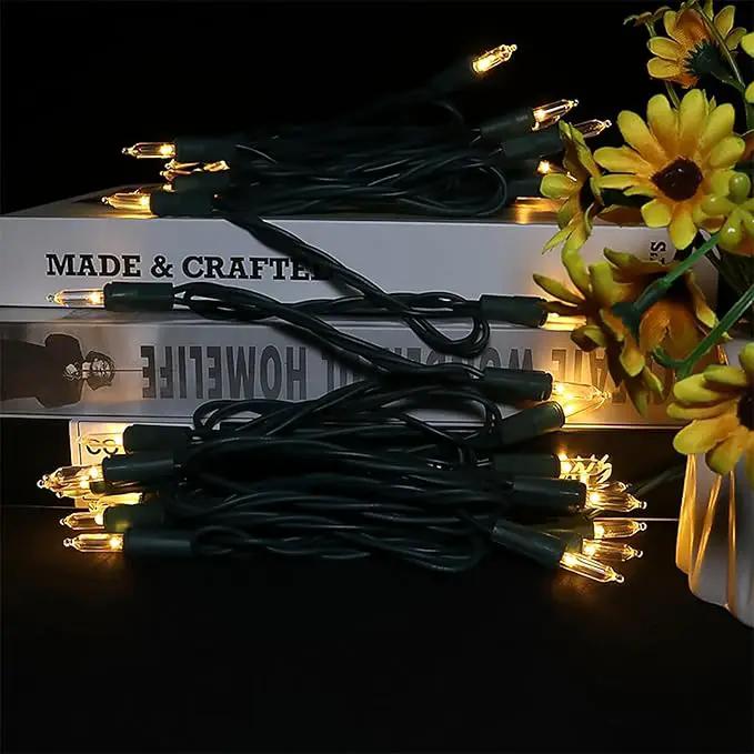 MULTI-SPARKING White LED Christmas Lights - 35 Count Warm White Christmas String Lights for Small Tree, Crafts, Holiday, Indoor/Outdoor Decorations, 11 Feet Green Wire, UL Certified, Connectable by GreenHaven Gardens