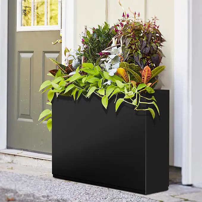 FENCY Metal Rectangular Planter Box Large Planters for Outdoor Plants, Rectangular Tall Planters for Outdoor Plants with Drainage Holes (35.4" L x 9" W x 25.6" H) by GreenHaven Gardens