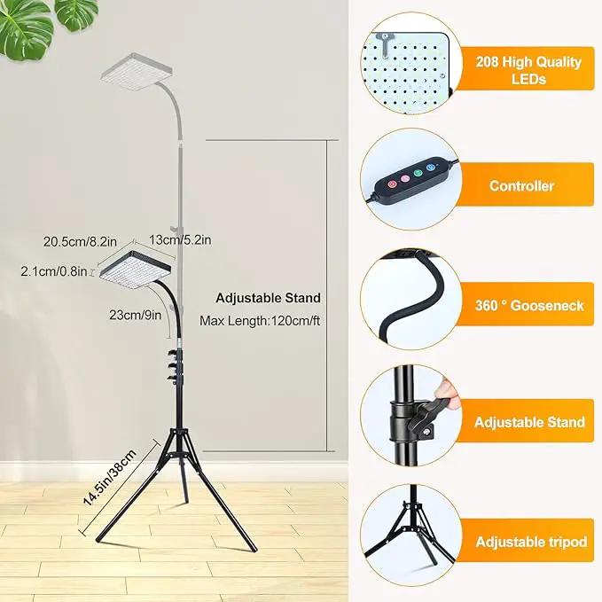 FECiDA Grow Lights with Stand and Timer, Tripod Standing Grow Lights for Indoor Plants, 208PCS LEDs Bright Enough Plant Growing Lamps for Bonsai Tree, Seed Starting, 24"-64" Height Adjustable by GreenHaven Gardens