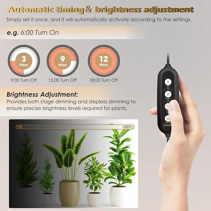 GLOWRIUM Standing Grow Light with Auto-Timer, 30W Vertical Grow Lights for Indoor Plants,3 Light Modes,201 LEDs,Detachable Full Spectrum Plant Lights for Wide Area Coverage in Indoor Plants (45 in) by GreenHaven Gardens