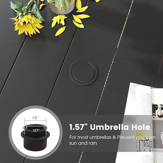 DIFY Outdoor Dining Table for 4, Round Patio Table with Umbrella Hole for Garden, Backyard and Porch (Black) by GreenHaven Gardens