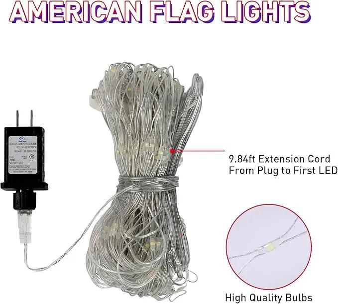 Leisure world 384 LED American Flag Net Lights for Outdoors, 6.6 FT x 3.3 FT Light Up American Flag, American Led Flag Patriotic Lights for Camper, Yard, Garden Memorial Day, Christmas Decorations by GreenHaven Gardens