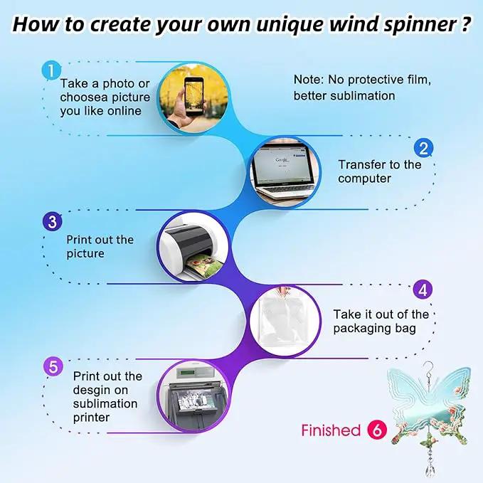 Sublimation Wind Spinner Blanks 8 Inch 4 Pack Wind Spinners Sublimation Blanks with Crystal Pendant Aluminum Metal Wind Spinners for Yard Garden Indoor Outdoor Window Porch Decoration（Butterfly by GreenHaven Gardens