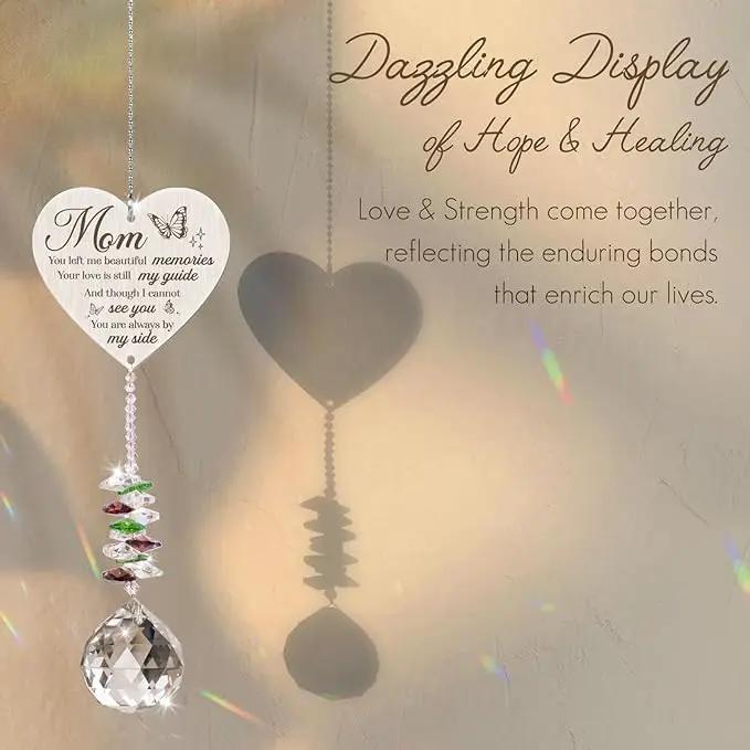 Mom in Heaven Memorial Crystal Suncatcher,Memorial Gifts for Loss of Mom,Loss of a Mother Sympathy Gifts,Hanging Crystals Ornament for Window Rainbow Maker Prisms Home Decor Gift by GreenHaven Gardens