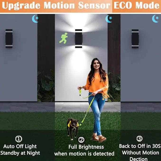 Motion Sensor Outdoor Wall Lights, Dusk to Dawn Exterior Light Fixtures with 3 Lighting Modes,Up and Down Porch Lights 5000K Daylight, Waterproof Modern Wall Sconce for House, Patio, Garage by GreenHaven Gardens