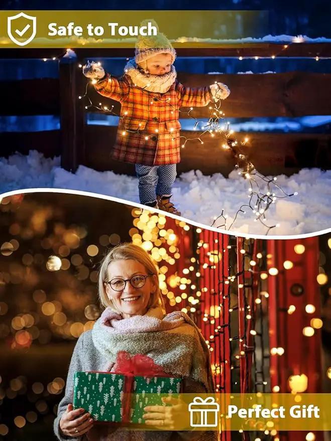 4 Pack Total 800 LED Solar Christmas Lights Outdoor, Solar String Lights for Outside with 8 Modes, Waterproof Green Wire Solar Powered Tree Light for Xmas Party Yard Garden Decorations (Warm White) by GreenHaven Gardens