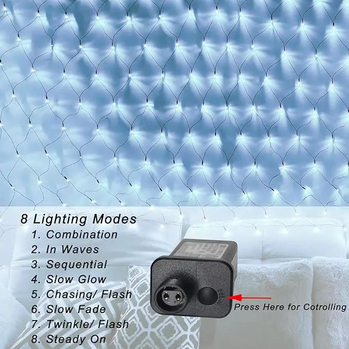 Christmas Decorations Net String Light Outdoor, 14.8ft x 5ft 300 LED White Net Lights Connectable 8 Modes Fairy Mesh Light Plug in for Bushes Tree Garden Home Party Halloween Christmas Decor by GreenHaven Gardens