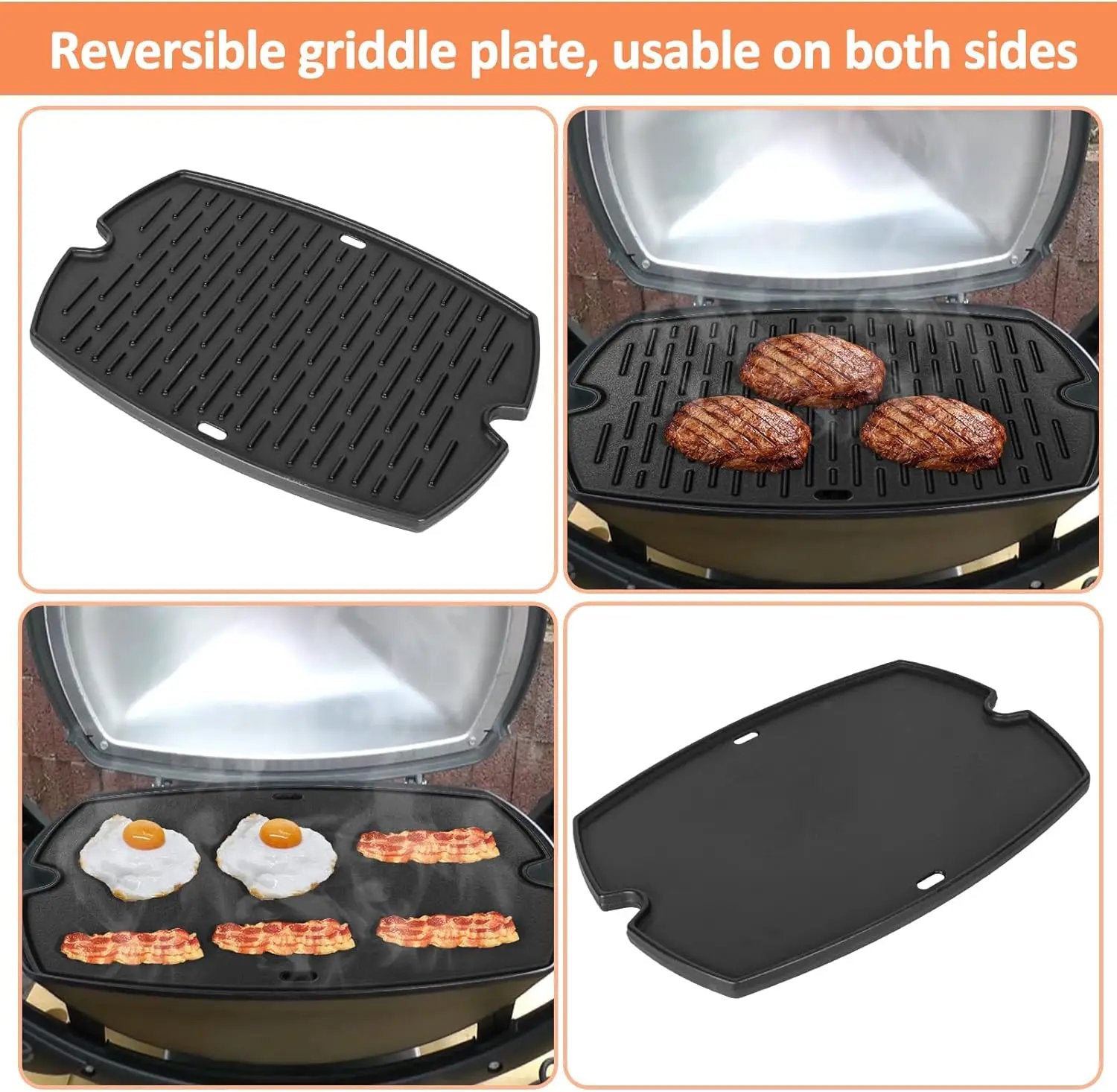 7584 Q3200 Griddle for Weber Q300 Q320 Q3000 Q3100 Q3200 Full Size Grill Plate Parts, Flat Top Cast Iron Griddle Insert for Weber 7646 Q320 Accessories, for WeberQ Grill Parts by GreenHaven Gardens
