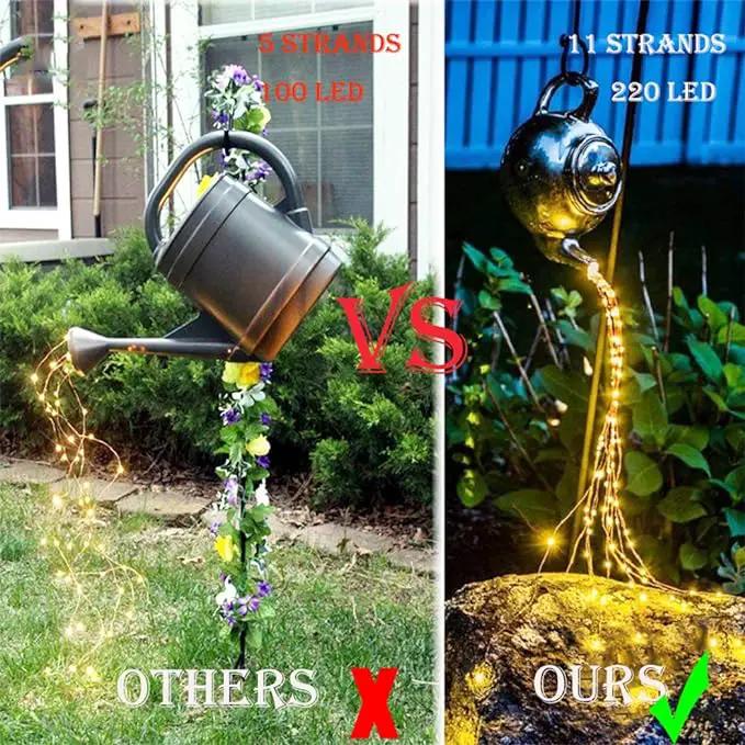 2 Pack 220 LED Firefly Bunch Lights, 8 Flashing Modes Waterproof Copper Wire Waterfall Lights, Fairy Lights for Indoor Outdoor Decor (Solar Warm White) by GreenHaven Gardens