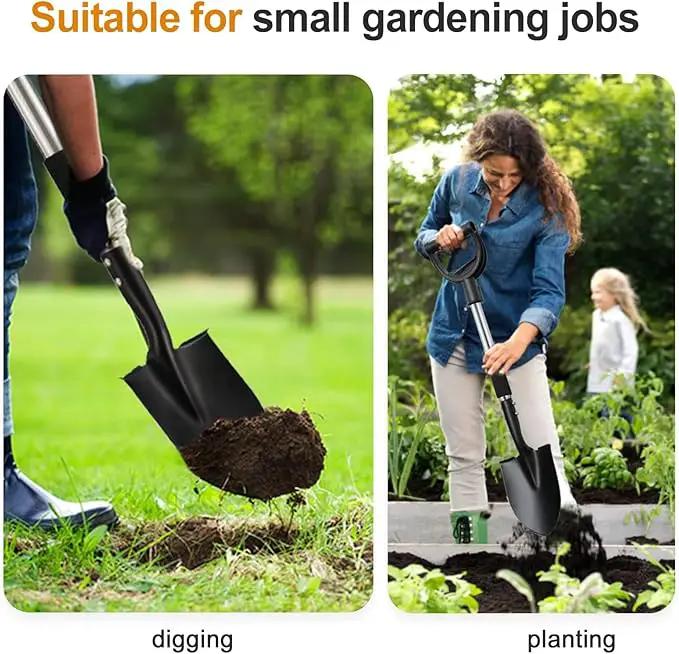 Small Shovel for Digging, 31 Inch Metal Spade Shovels with D-Grip Handle, Lightweight Short Gardening Digging Shovel by GreenHaven Gardens