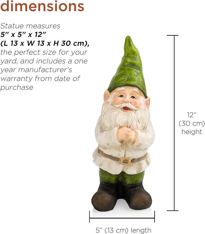 Alpine Corporation 12" Tall Outdoor Garden Gnome Folding Hands Yard Statue Decoration by GreenHaven Gardens