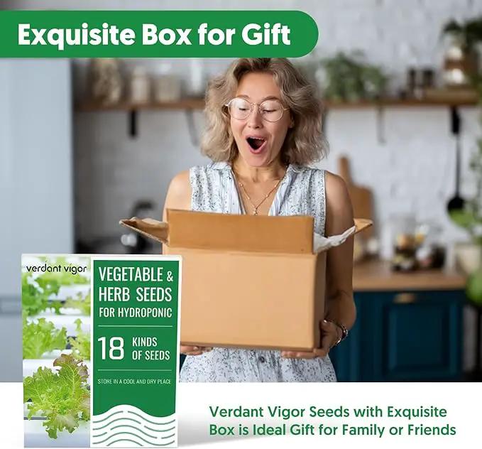 18 Varieties Herb & Vegetable Seeds for Hydroponic, 13000+ Seeds for Indoor Outdoor Garden Planting Home Veggie Herb, Heirloom Non-GMO Culinary Collection Gift Pack by GreenHaven Gardens