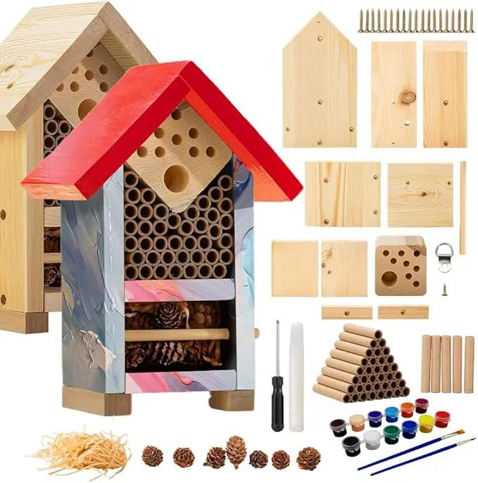 2 PK Premium Bug Hotel Kit Cedar Wood Insect Hotel - DIY Insect House Kit to Build - Backyard Bee House, Nesting Habitat Shelters, Garden Shelter for Bees, Butterflies, Bugs,Heavy Duty Thickness by GreenHaven Gardens
