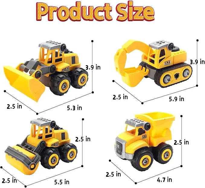 Play Construction Sand Kit,2.2lbs Magic Sand W/4 Large Take Apart Construction Trucks,1 Sandbox,8 Worker Figures and Road Signs,8 Molds,Toys for 2-8 Years Old Boys Girls by GreenHaven Gardens