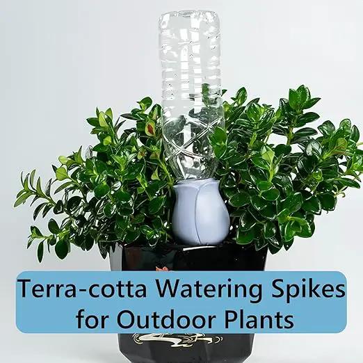 4 Pack Plant Watering Devices, Tulip Flower Shape Terracotta Watering Spikes, Vacation Self Watering Planter Insert, Terra Cotta Watering Spike for Indoor Outdoor Plants by GreenHaven Gardens