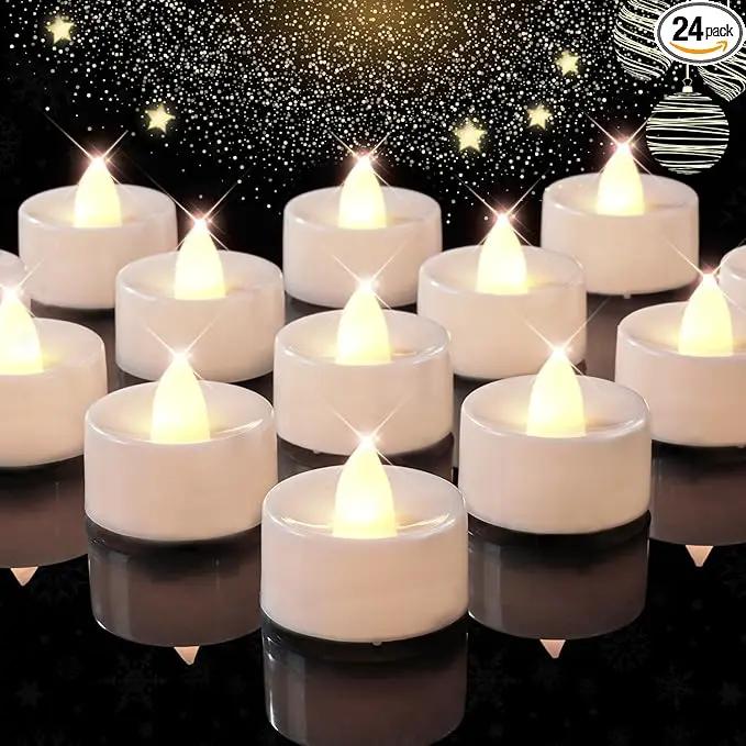 BEICHI Set of 24 Flameless LED Tea Lights Bulk, Electric Tealight Candles, Small Fake Candles Battery Operated, Warm White Flickering Mini Candles for Christmas, Home Decor by GreenHaven Gardens