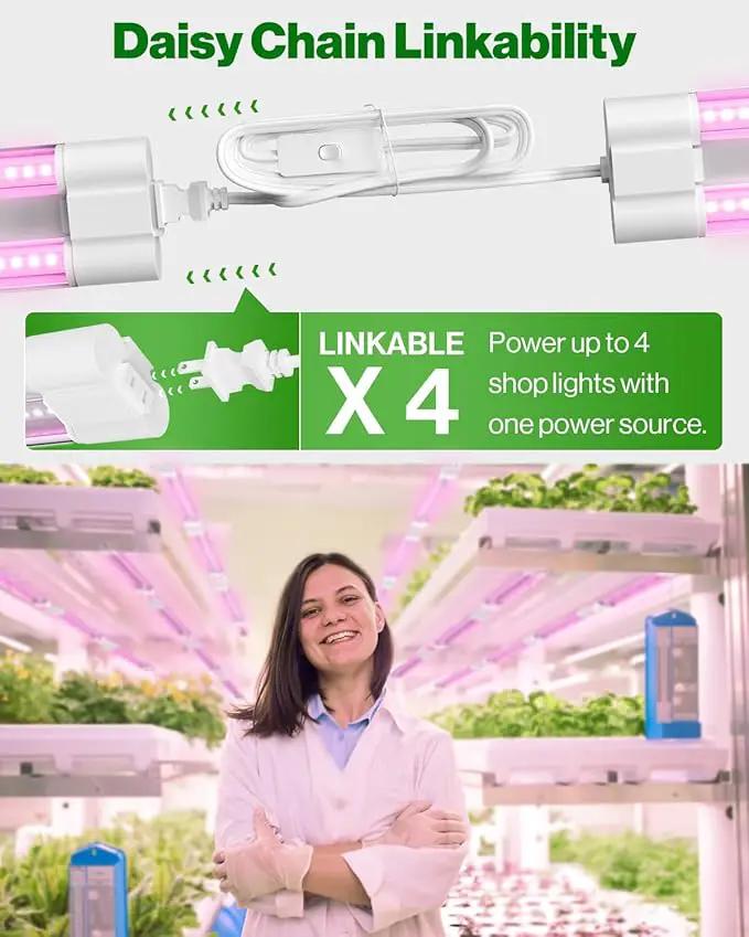 Sunco 3ft Grow Light LED, 30W, Full Spectrum, for Seed Starting, Seedling, Indoor Plants, Plug in Suspended Fixture, Link Up to 5, Inline Switch, UL/ETL 2 Pack by GreenHaven Gardens