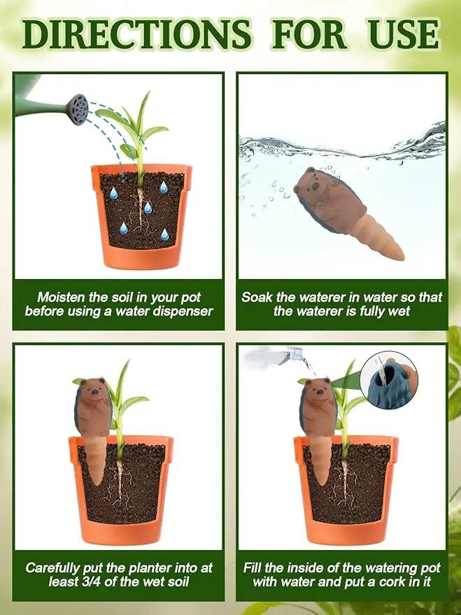 Kalolary 4Pcs Plant Watering Globes, Hedgehog Shape Self Watering Spikes Terracotta Drip Water Stakes Irrigation Watering Bulbs for Pot, Indoor, Outdoor, Vacation by GreenHaven Gardens