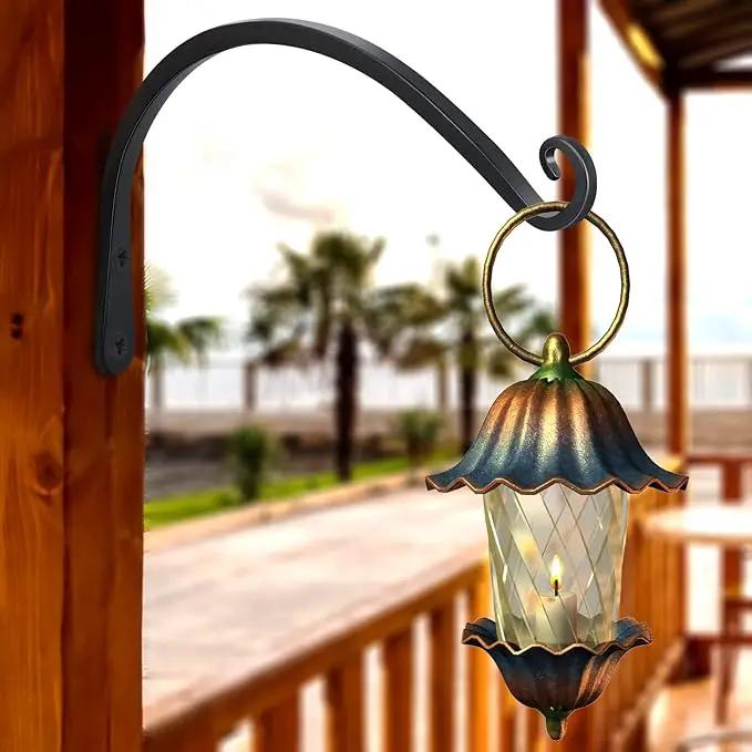 Gtongoko 2 Pack 12 Inch Plant Hangers Outdoor Metal Hanging Plant Bracket Bird Feeder Plant Hooks for Hanging Flower Basket, Wind Chimes, Solar Lanterns, Black by GreenHaven Gardens