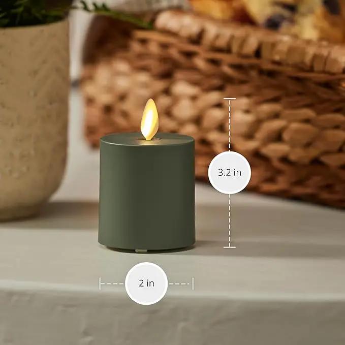 Luminara Outdoor Votive Flameless LED Candle, Baked Clay 2" x 3.2", Moving Flame Battery Operated Timer Remote Ready IPX4 Matte Plastic Finish by GreenHaven Gardens