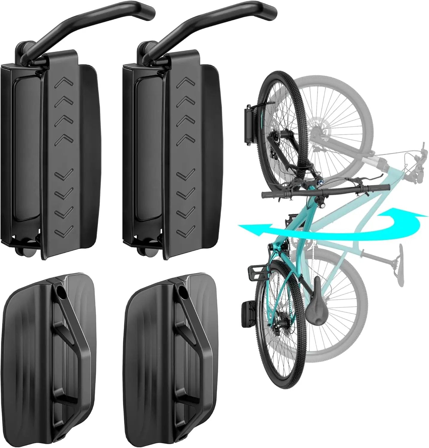 Bike Rack Garage, Bike Wall Mount Heavy Duty, Holds 77 Lbs, Swivel Bike Hangers for Garage, Adjustable Indoor Bike Storage for Bedroom Home Office, 2 Pack by GreenHaven Gardens
