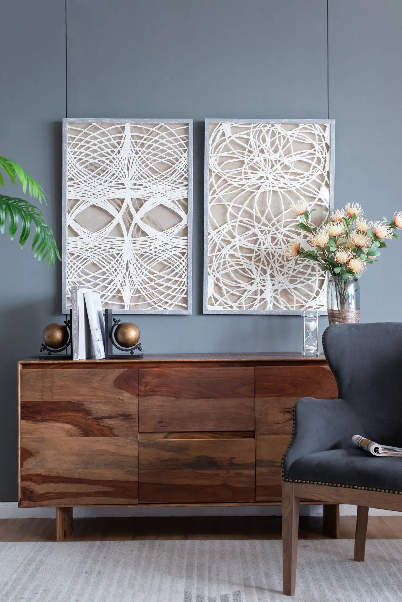 Leaf Shadow Box Wall Decor (Set of 2) - White / Gray by HouseOfZazla