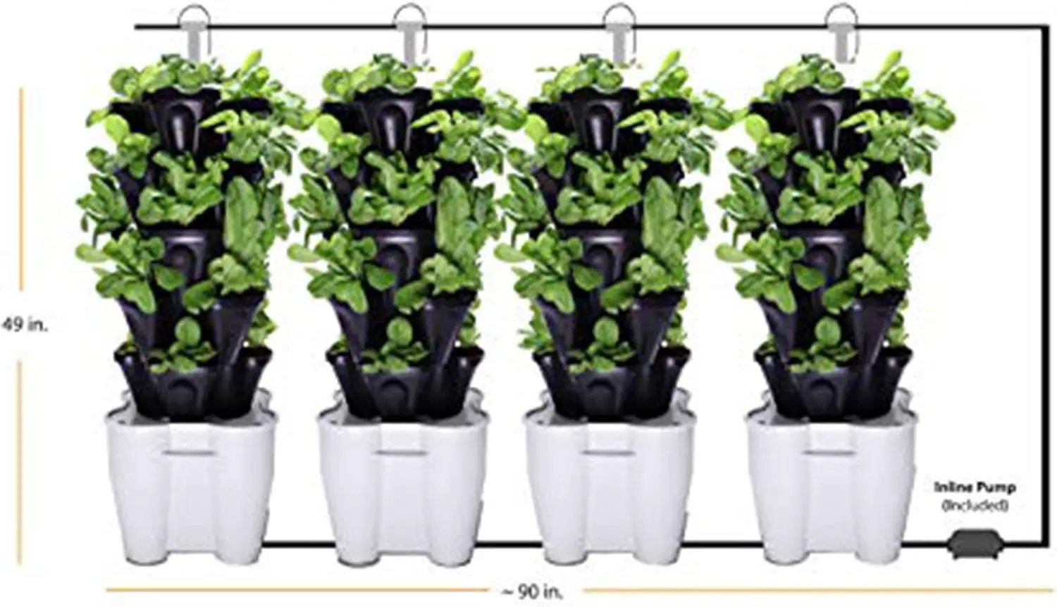 Mr. Stacky Smart Farm - Automatic Self Watering Garden - Grow Fresh Healthy Food Virtually Anywhere Year Round - Soil or Hydroponic Vertical Tower Gardening System (Solar Kit, Black) by GreenHaven Gardens