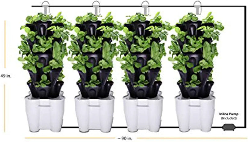 Mr. Stacky Smart Farm - Automatic Self Watering Garden - Grow Fresh Healthy Food Virtually Anywhere Year Round - Soil or Hydroponic Vertical Tower Gardening System (Solar Kit, Black) by GreenHaven Gardens