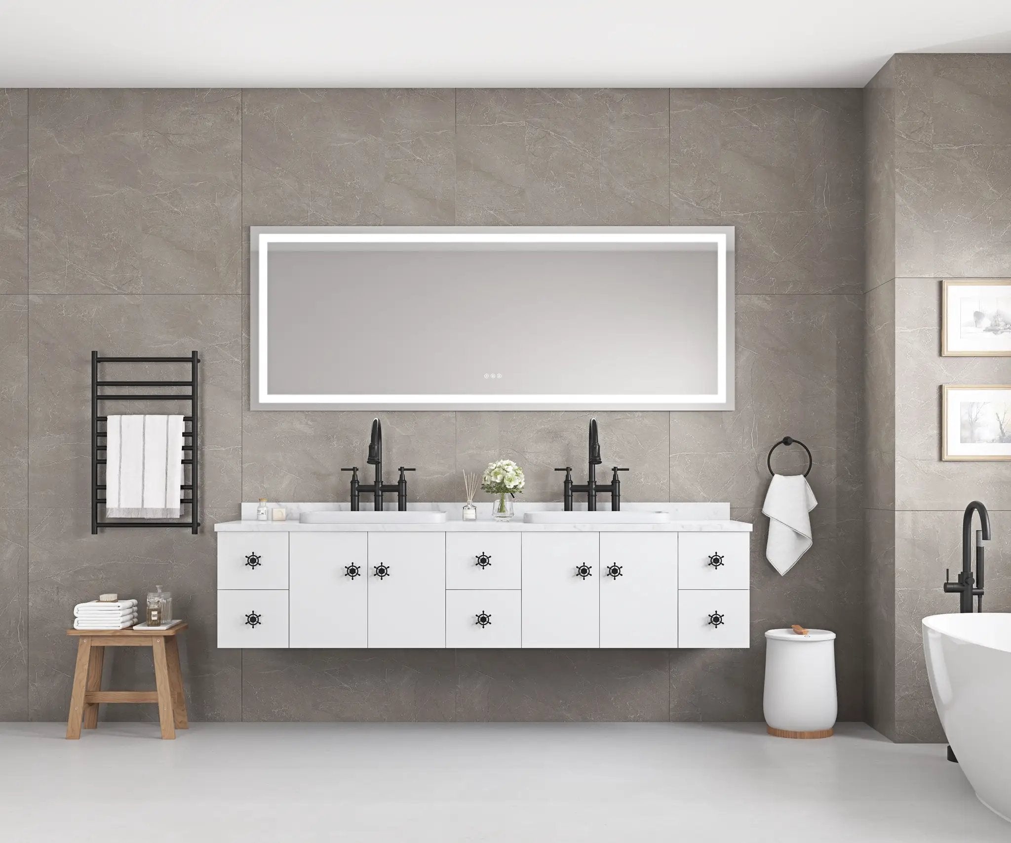 96" x 36" LED Bathroom Mirror with Front and Backlight by HouseOfZazla
